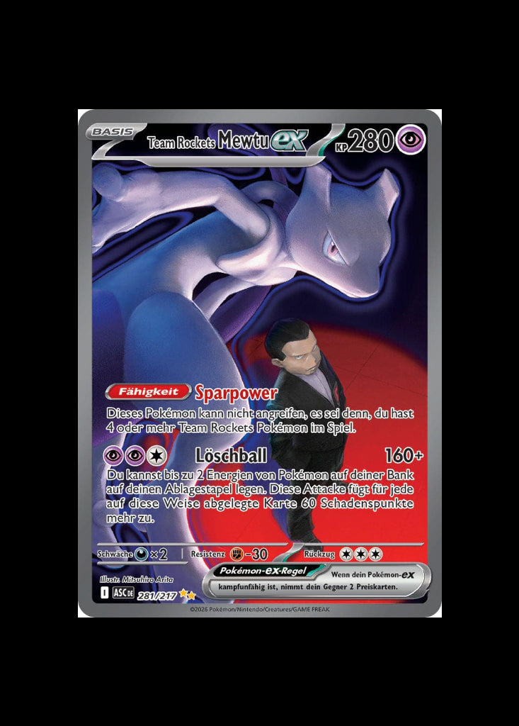 Pokémon Erhabene Helden Team Rockets´s Mewtu ex Illustration Rare NM DE